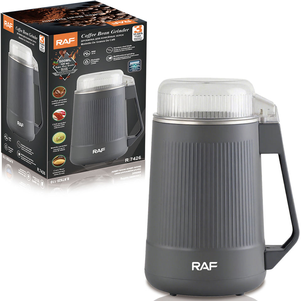 RAF R.7426 Stainless Steel Blade Washable Electric Coffee Bean Grinder Machine for Coffee Beans and Spices
