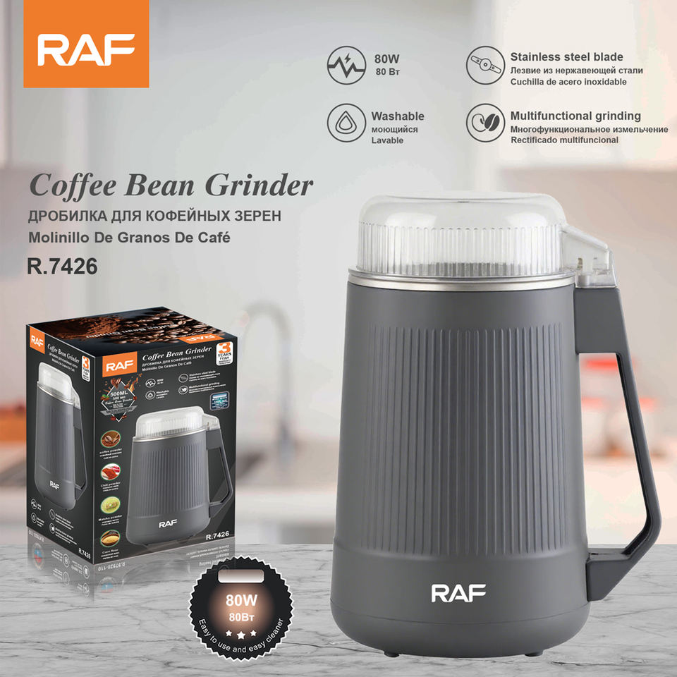 RAF R.7426 Stainless Steel Blade Washable Electric Coffee Bean Grinder Machine for Coffee Beans and Spices