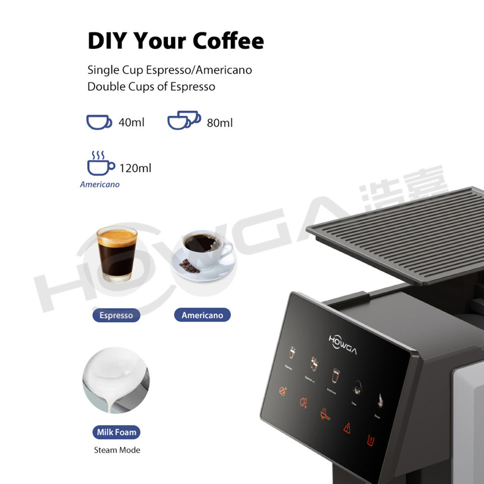 Factory DIY Mode Customizable Coffee Ground Dosage Automatic Espresso Latte Coffee Machine with Coffee Bean Container