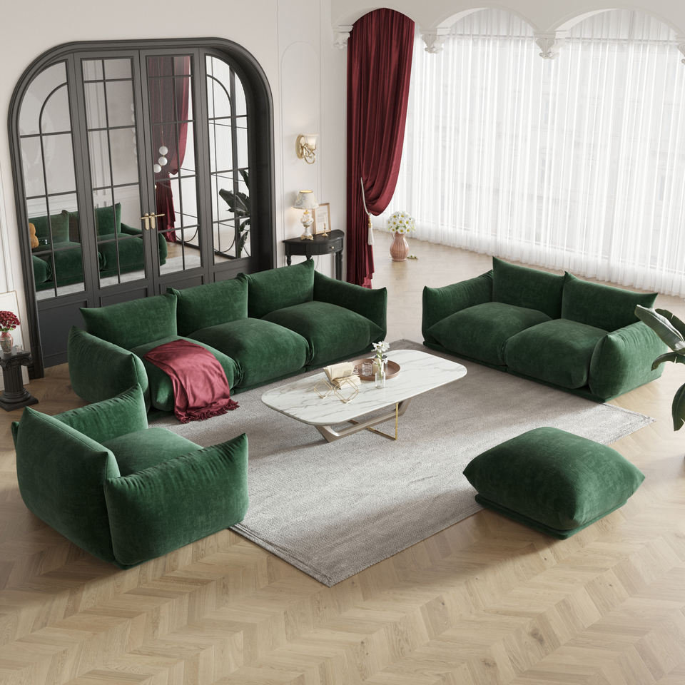Voxhome Vintage Green Velvet Arflex Sofa Set by Mario Marenco Home Furniture Sectional Modular Sofa Couch Set