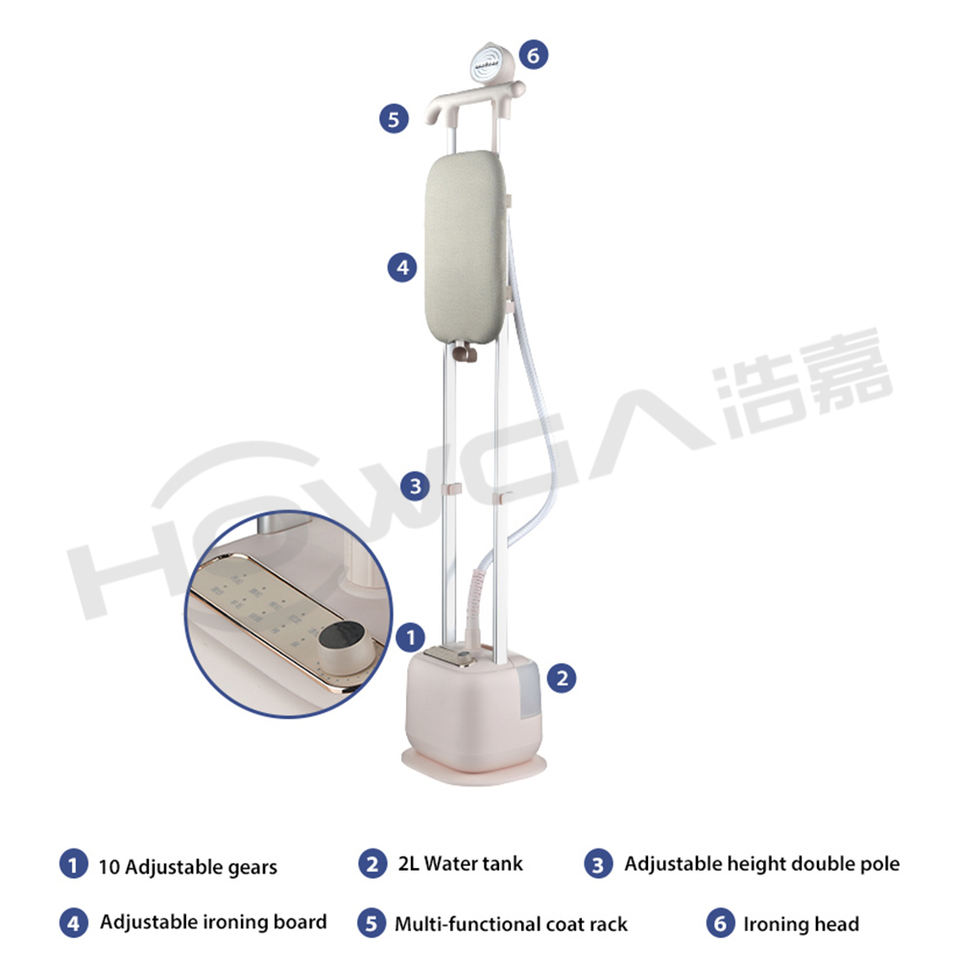 10 Adjustable Levels Vertical Steam Iron Stand Double Supporting Poles Upright Ironing Garment Steamer with Continous Steam
