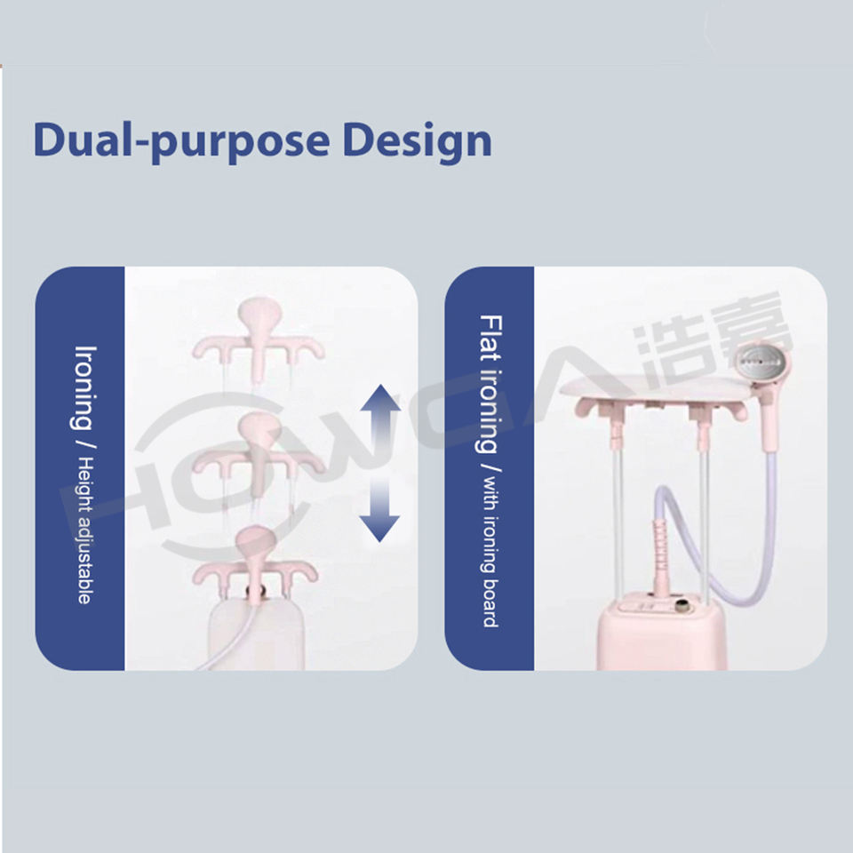 10 Adjustable Levels Vertical Steam Iron Stand Double Supporting Poles Upright Ironing Garment Steamer with Continous Steam