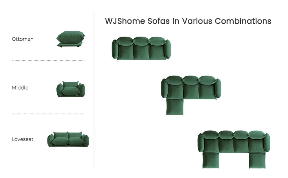 Voxhome Vintage Green Velvet Arflex Sofa Set by Mario Marenco Home Furniture Sectional Modular Sofa Couch Set