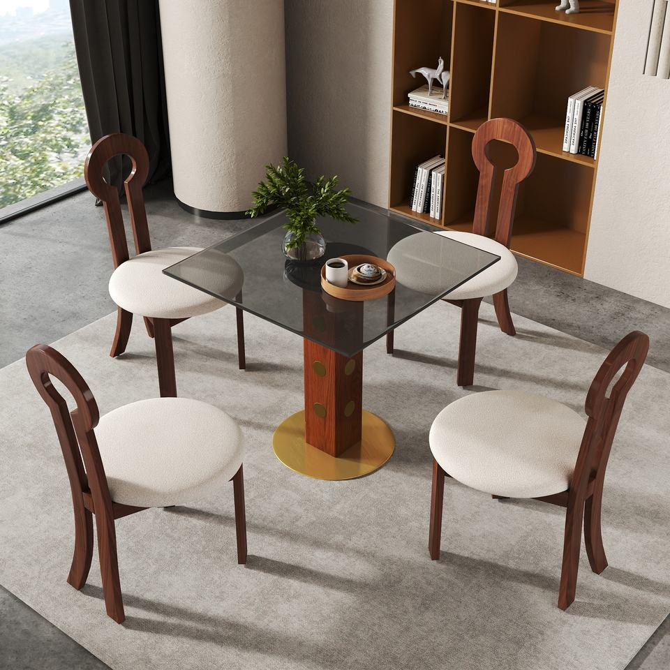 Voxhome Drop Shipping Modern Sintered Stone Round Dining 2 4 Seater Bistro Breakfast Coffee Shop Table and Chairs Set