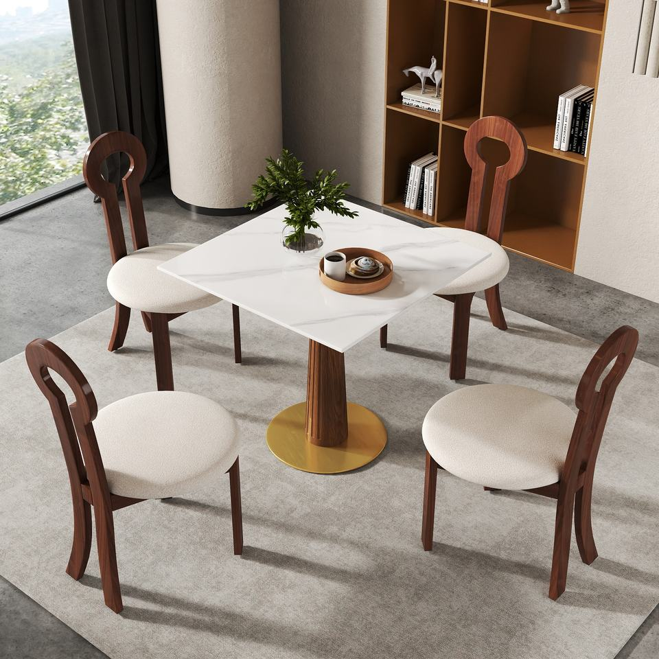 Voxhome Drop Shipping Modern Glass Top Round Restaurant Dining Table 2 4 Breakfast Bistro Coffee Shop Table and Chairs Set