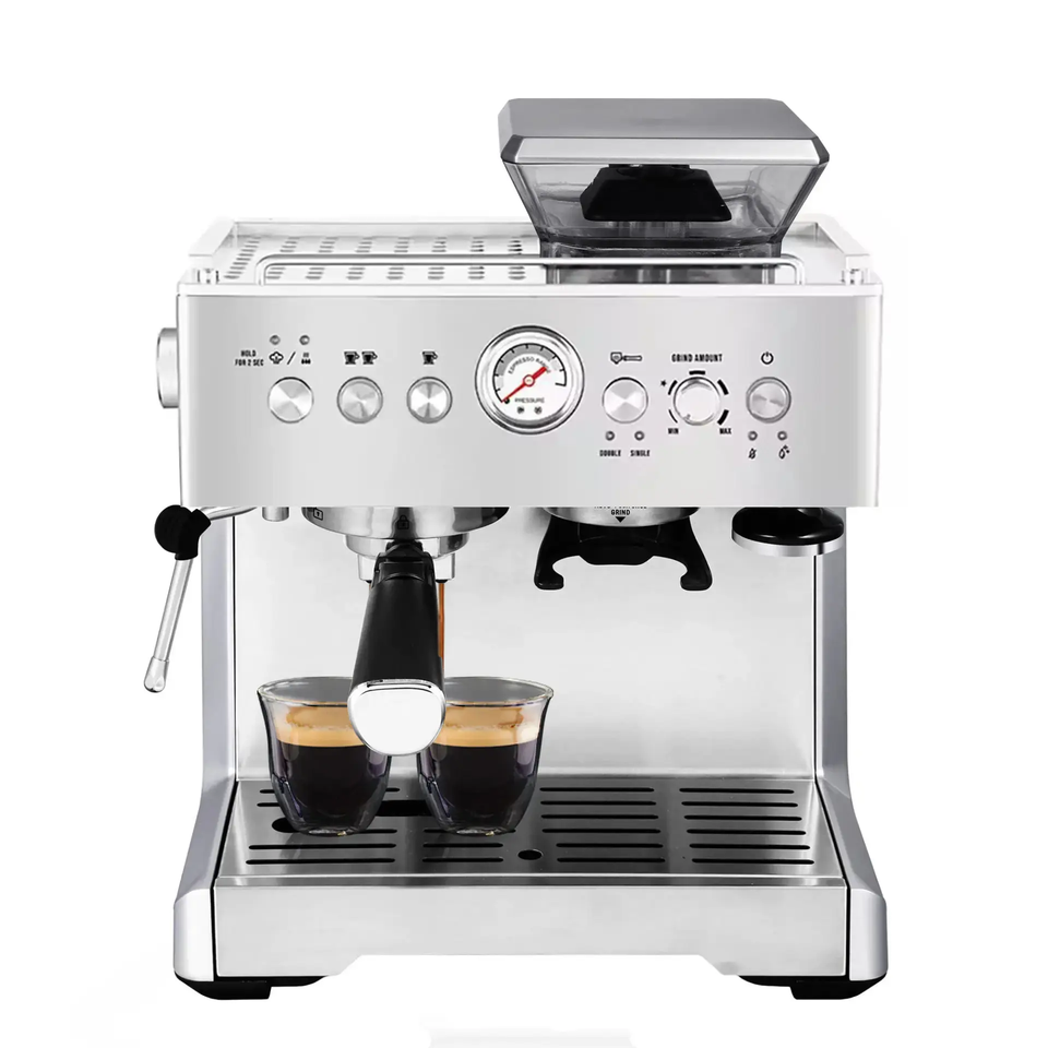 15Bar Semi-Automatic Smart Bean to Cup Professional Lever Italian Espresso Coffee Machine with Grinder