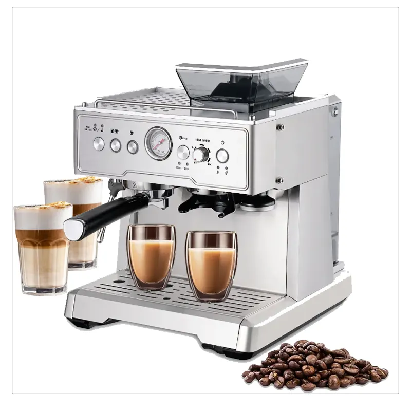 15Bar Semi-Automatic Smart Bean to Cup Professional Lever Italian Espresso Coffee Machine with Grinder