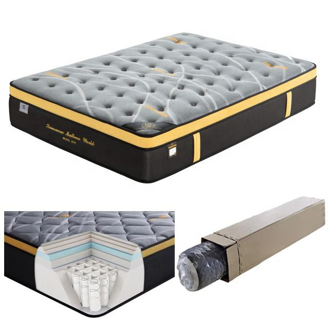 Most Popular School Modern Medium 30cm 12inch Vacuum Roll up Cooling Gel Memory Foam Pocket Spring Mattress in a Box