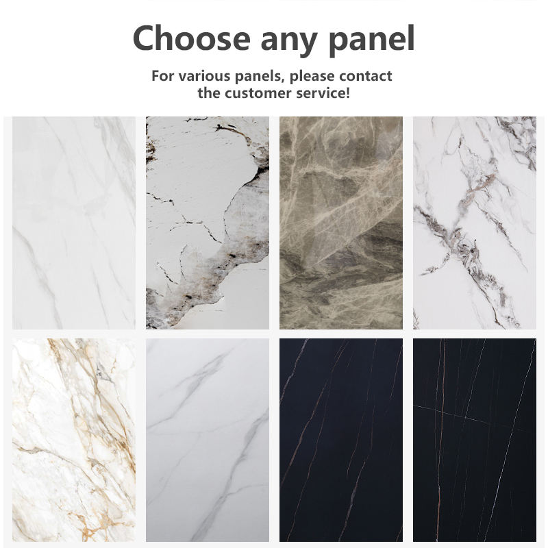 Modern Style Elegant Dining Table for Luxury Villa Furniture Complete Design Wave Stainless Steel Base Large Size Oil Dining Set