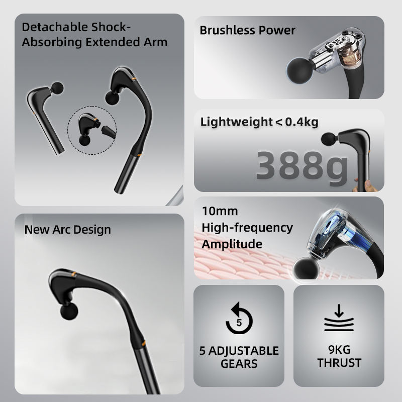 Handheld Muscle Therapy Fascia Massage Gun Electric Detachable Deep Tissue Health Massage Hook Gun With BLDC Brushless Motor