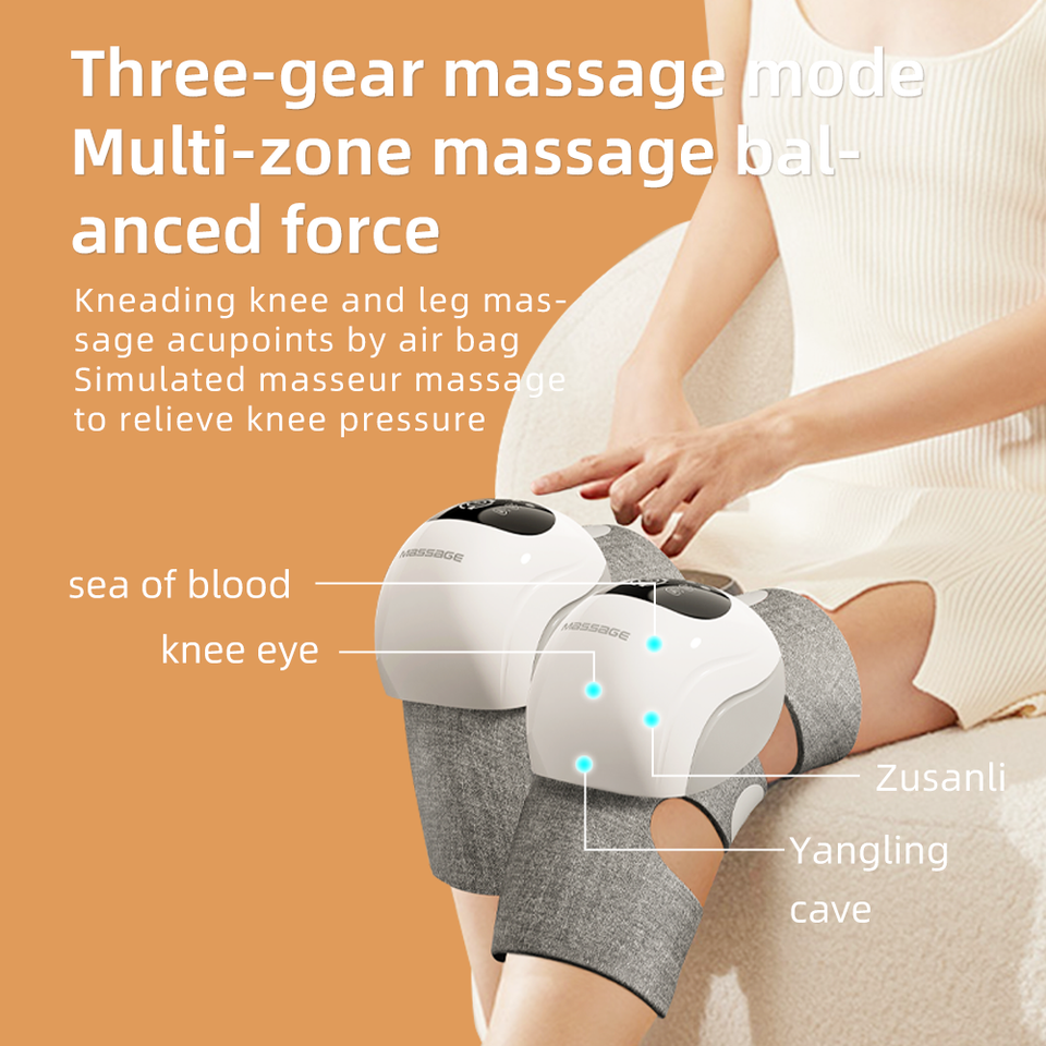 2025 Cordless Rechargeable Knee Massager with Heat Vibration Therapy Air Compress Features