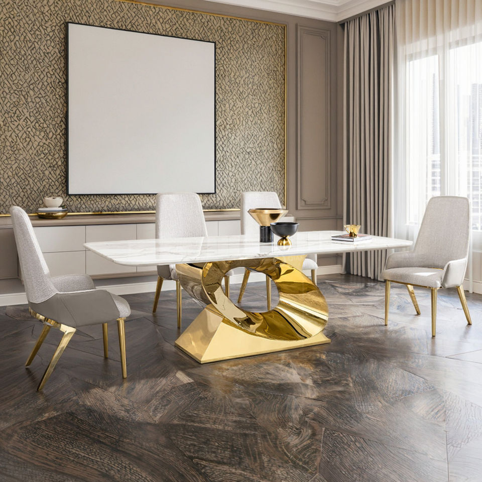 Convertible Modern European Style Stainless Steel Round Dining Table Set for Apartment Use 2-Seater 1-Year Warranty