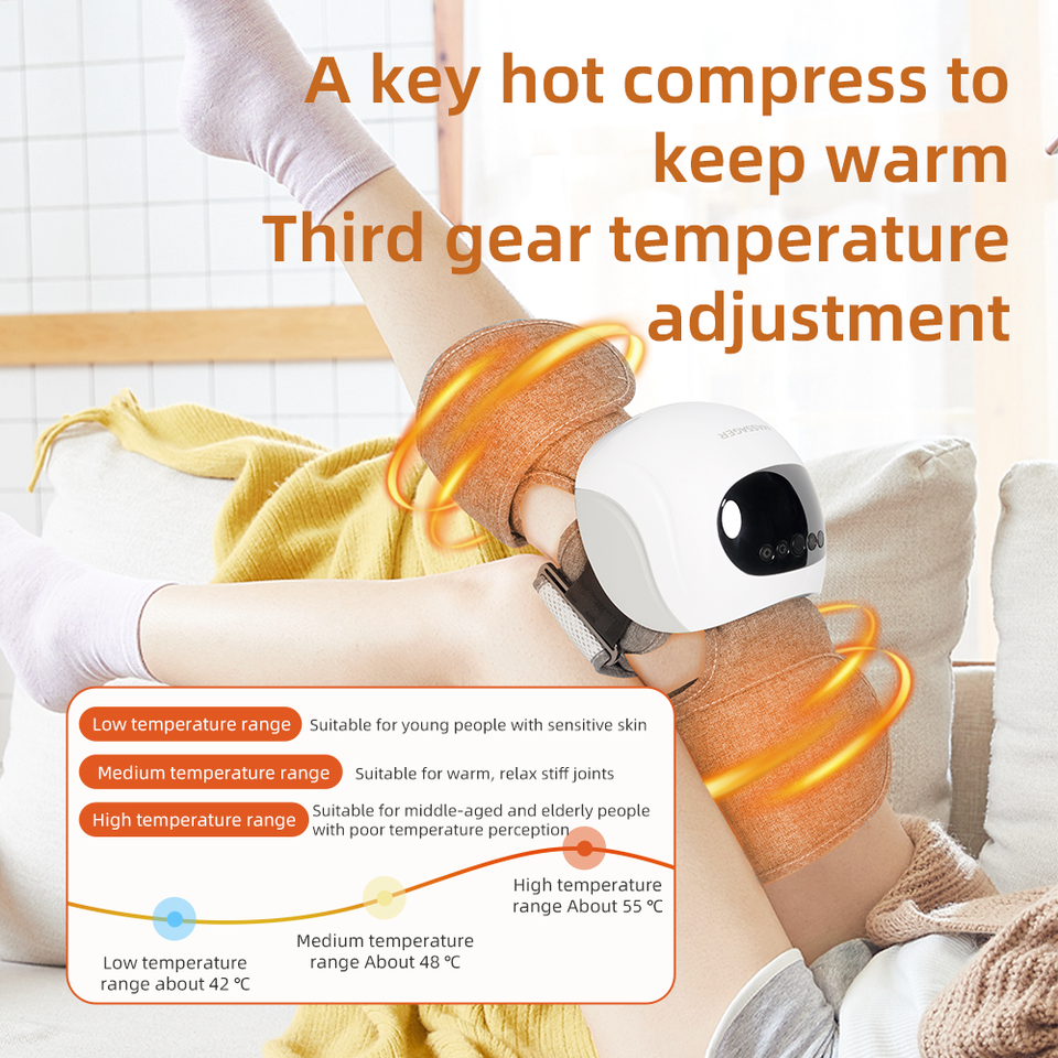 2025 Cordless Rechargeable Knee Massager with Heat Vibration Therapy Air Compress Features