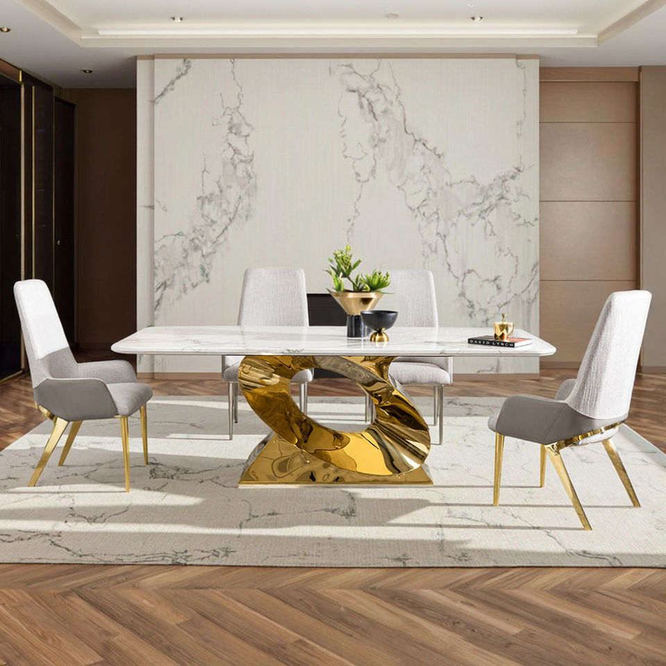 Convertible Modern European Style Stainless Steel Round Dining Table Set for Apartment Use 2-Seater 1-Year Warranty