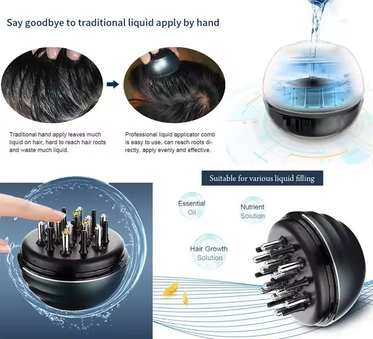 30ml Water Tank Hair Care Oil Applicator Handheld Hair Growth Essential Scalp Massager with 30ml Water Tank Grow Treatment Comb