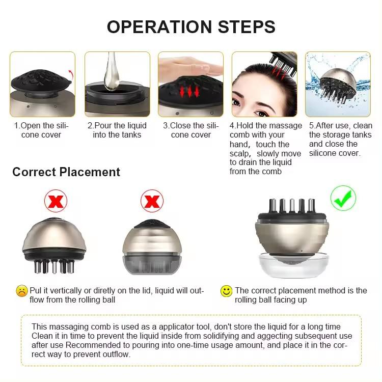 30ml Water Tank Hair Care Oil Applicator Handheld Hair Growth Essential Scalp Massager with 30ml Water Tank Grow Treatment Comb