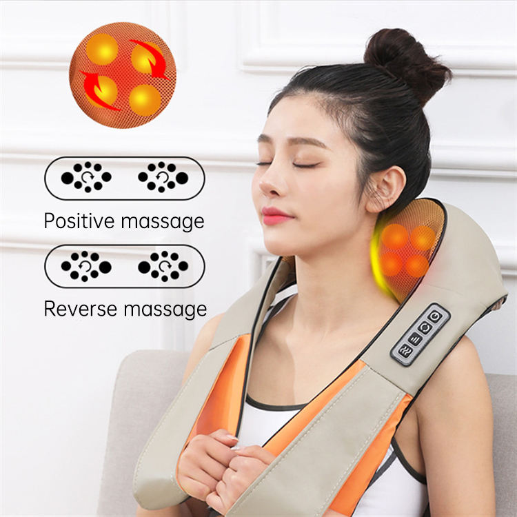 Suyzeko OEM USB-C Rechargeable Shiatsu Back Shoulder Neck Massager Kneading Massage Hot Compress for Car & Household Pain Relief