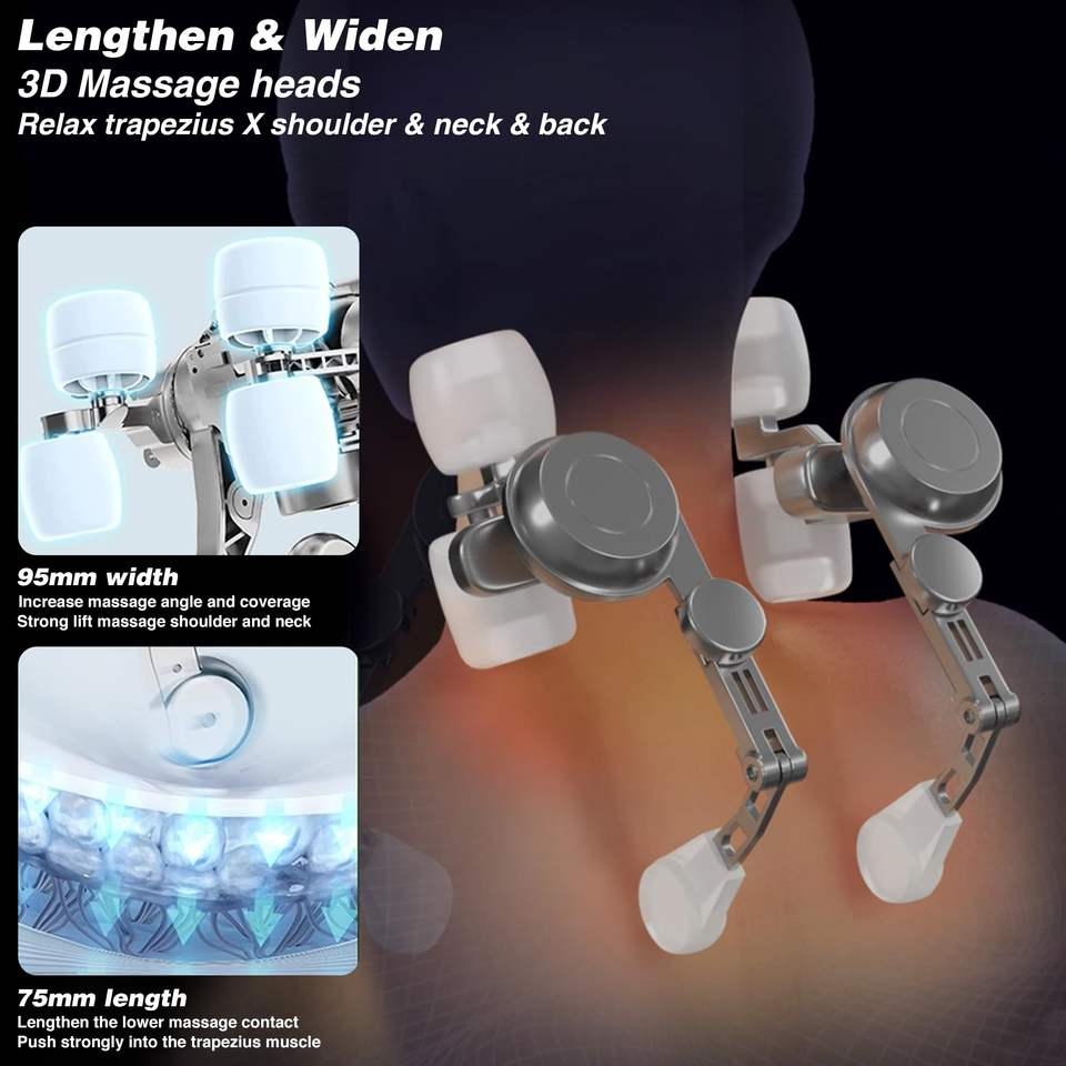 For Suyzeko Smart Shiatsu Electric Back Neck Shoulder Massager Heat for Pain Relief Portable for Travel Car Outdoor Use Battery