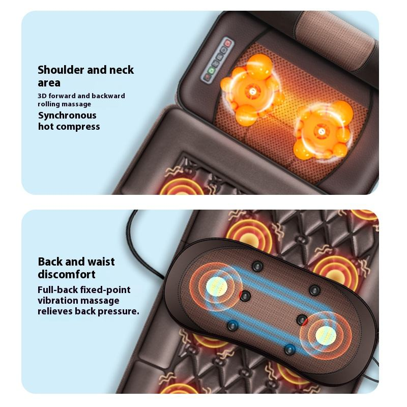 Electric Massage Mattress Full Body Shiatsu Vibrating Heating Massage Mat for Relaxing Massager
