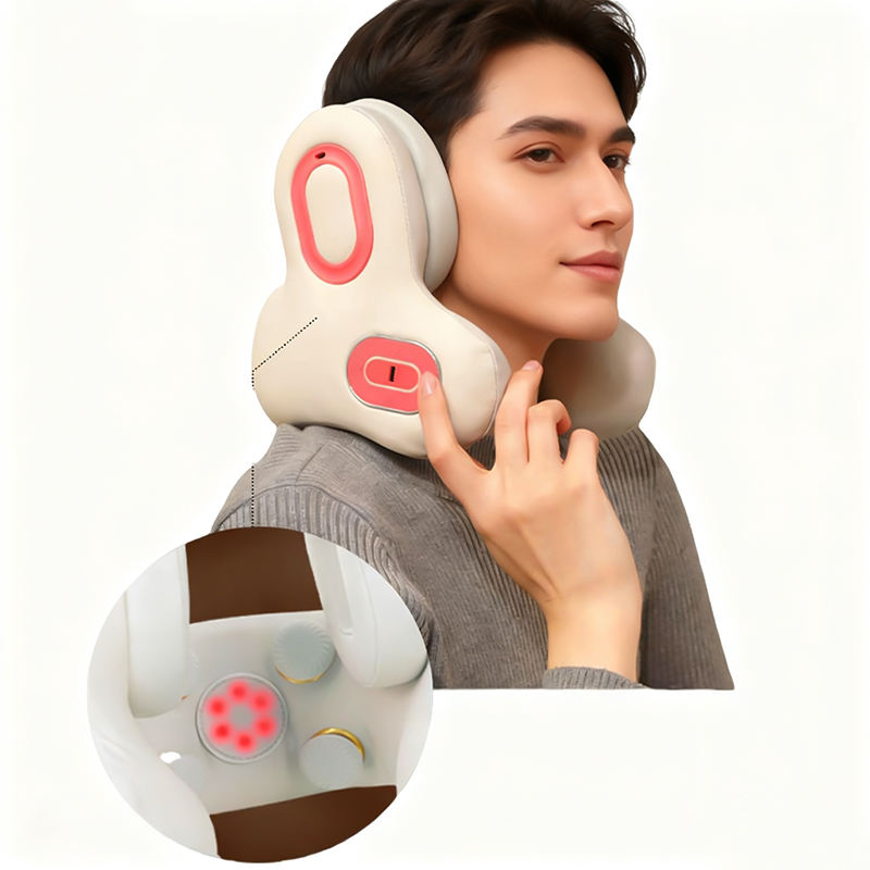 Noise-Cancelling U-shaped Vibration Pillow Bluetooth Enabled Pain Relief Neck & Back & Shoulder Massager Heat Feature for Travel