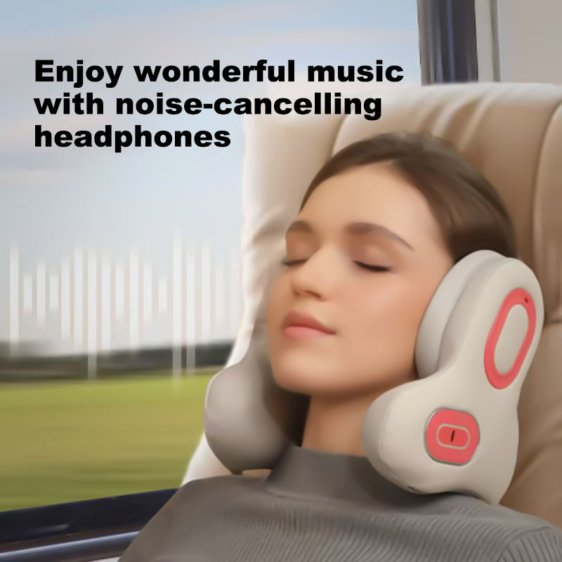 Noise-Cancelling U-shaped Vibration Pillow Bluetooth Enabled Pain Relief Neck & Back & Shoulder Massager Heat Feature for Travel