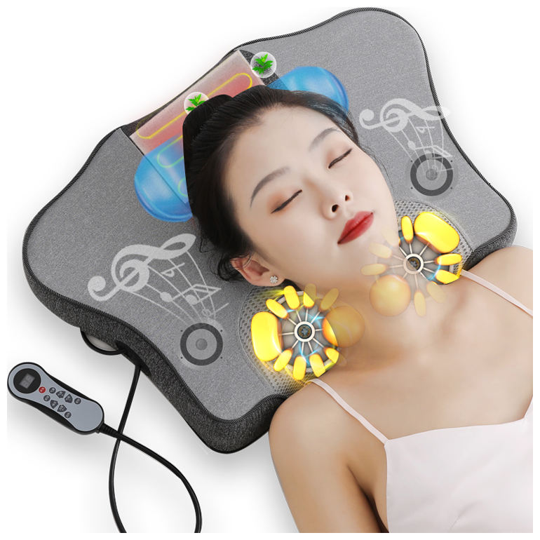 Vibrator Infrared Electronic Neck Massager 3D Kneading Heating Customized Color Logo Soft Neck Support Travel Massage Pillow
