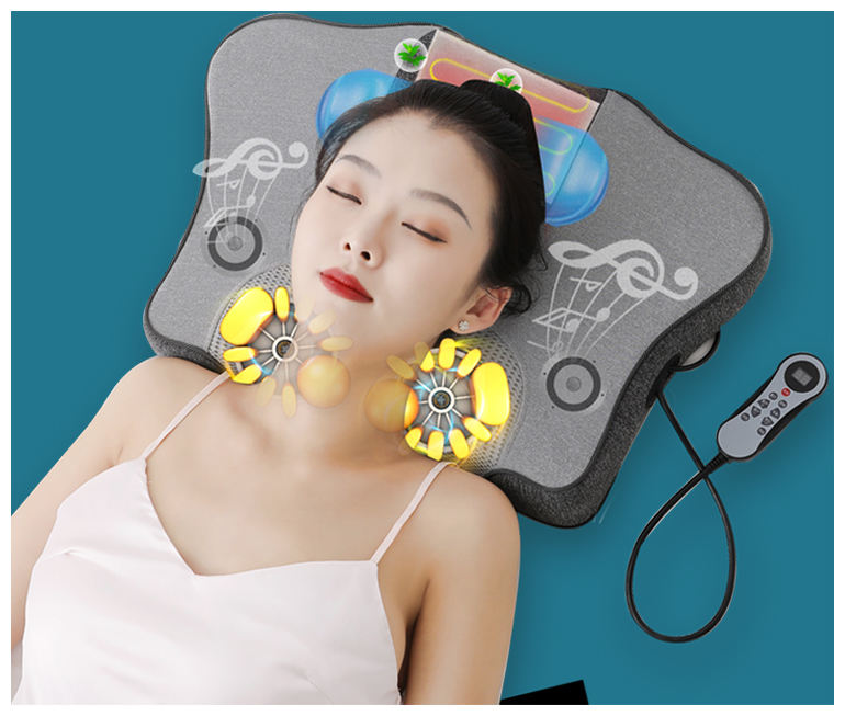 Vibrator Infrared Electronic Neck Massager 3D Kneading Heating Customized Color Logo Soft Neck Support Travel Massage Pillow