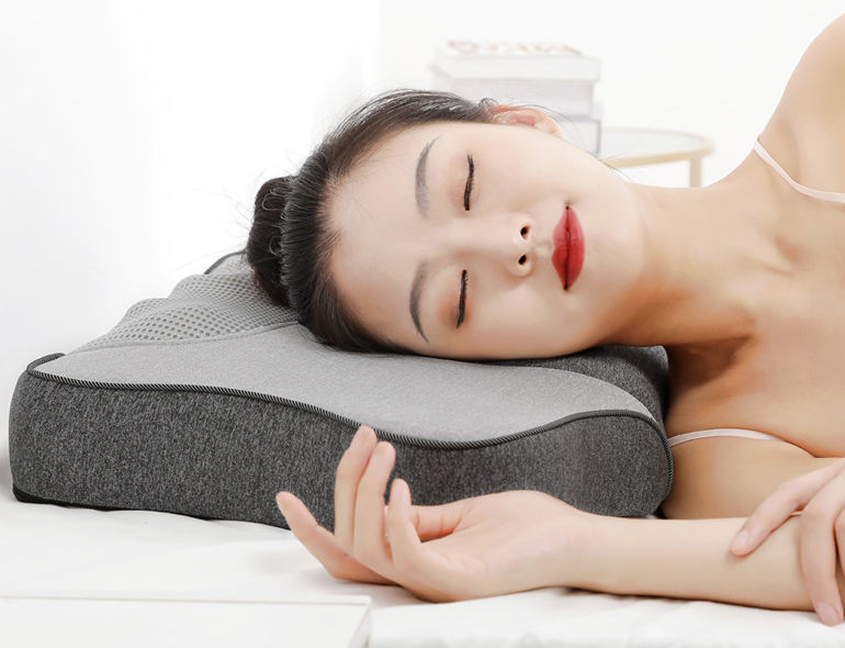 Vibrator Infrared Electronic Neck Massager 3D Kneading Heating Customized Color Logo Soft Neck Support Travel Massage Pillow