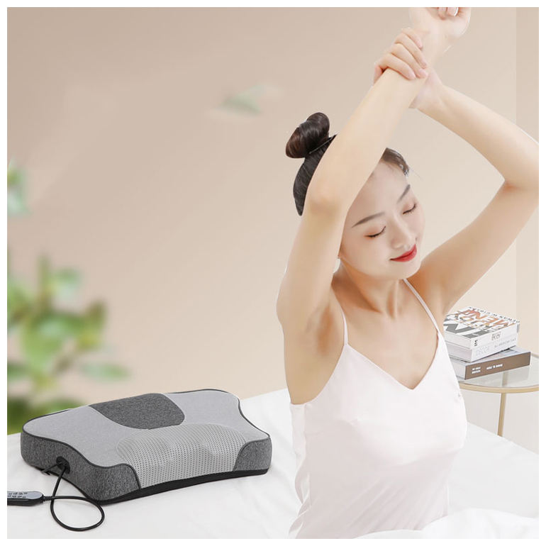 Vibrator Infrared Electronic Neck Massager 3D Kneading Heating Customized Color Logo Soft Neck Support Travel Massage Pillow