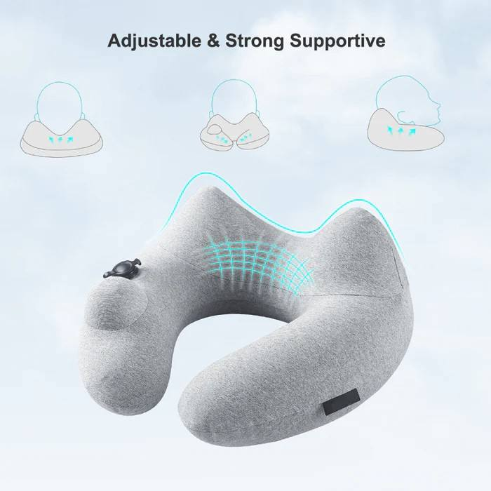 Neck Support Pillow U Shape Travel Custom Lightweight Ergonomic Inflatable Washable Polyester Air Massage Pillow