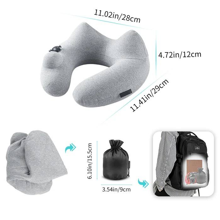 Neck Support Pillow U Shape Travel Custom Lightweight Ergonomic Inflatable Washable Polyester Air Massage Pillow