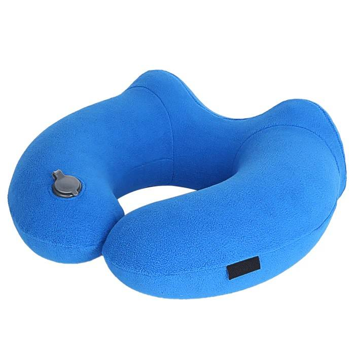 Polyester Inflatable U-Shaped Travel Neck Pillow for Airplane Use Portable Massage Pillow to Relieve Neck Pain