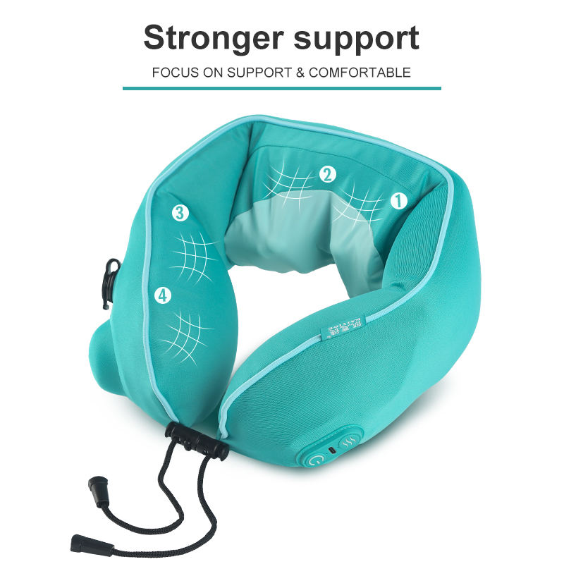Pressure Inflatable U-Shape Massage Pillow 360° Stronger Support Portable Travel Neck Pillow