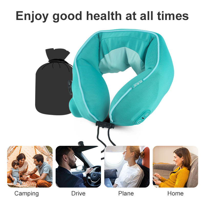 Pressure Inflatable U-Shape Massage Pillow 360° Stronger Support Portable Travel Neck Pillow