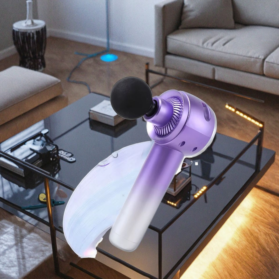 Portable Deep Tissue Massage Gun Cordless Electric Fascia Massager 8 Massage Heads Speed Timing Control for Body Muscle Relief