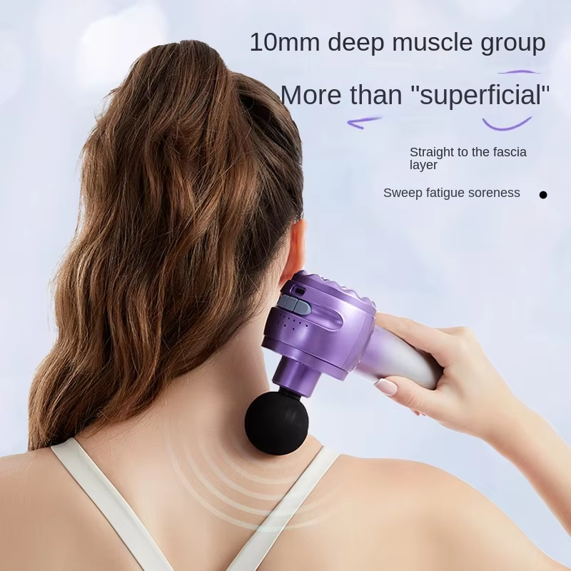 Portable Deep Tissue Massage Gun Cordless Electric Fascia Massager 8 Massage Heads Speed Timing Control for Body Muscle Relief