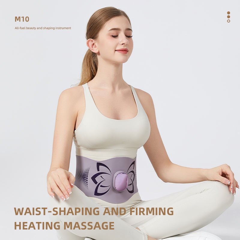 Upgraded Portable Digital Waist Abdomen Massager Hot Compress 9-Level EMS Heat Vibration 25 Electric Settings Timing Control