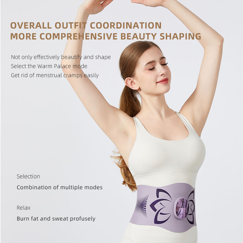 Upgraded Portable Digital Waist Abdomen Massager Hot Compress 9-Level EMS Heat Vibration 25 Electric Settings Timing Control