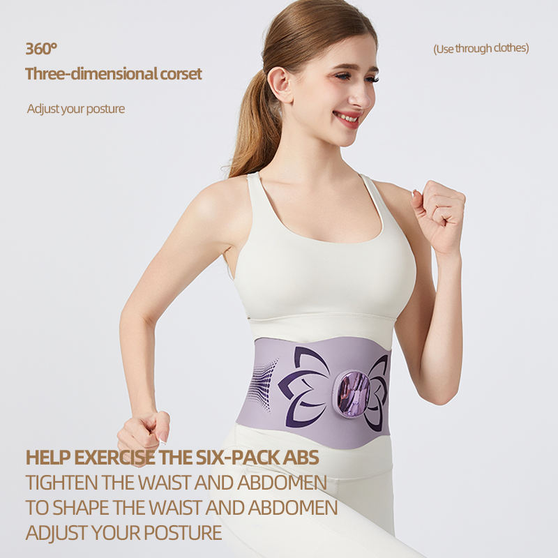 Upgraded Portable Digital Waist Abdomen Massager Hot Compress 9-Level EMS Heat Vibration 25 Electric Settings Timing Control