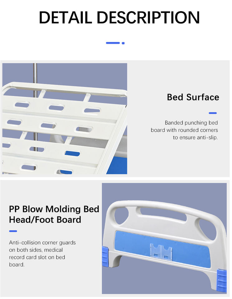 Big Stock Manual 2 Functions Patient Medical Manual Hospital Bed for Hospital and Home