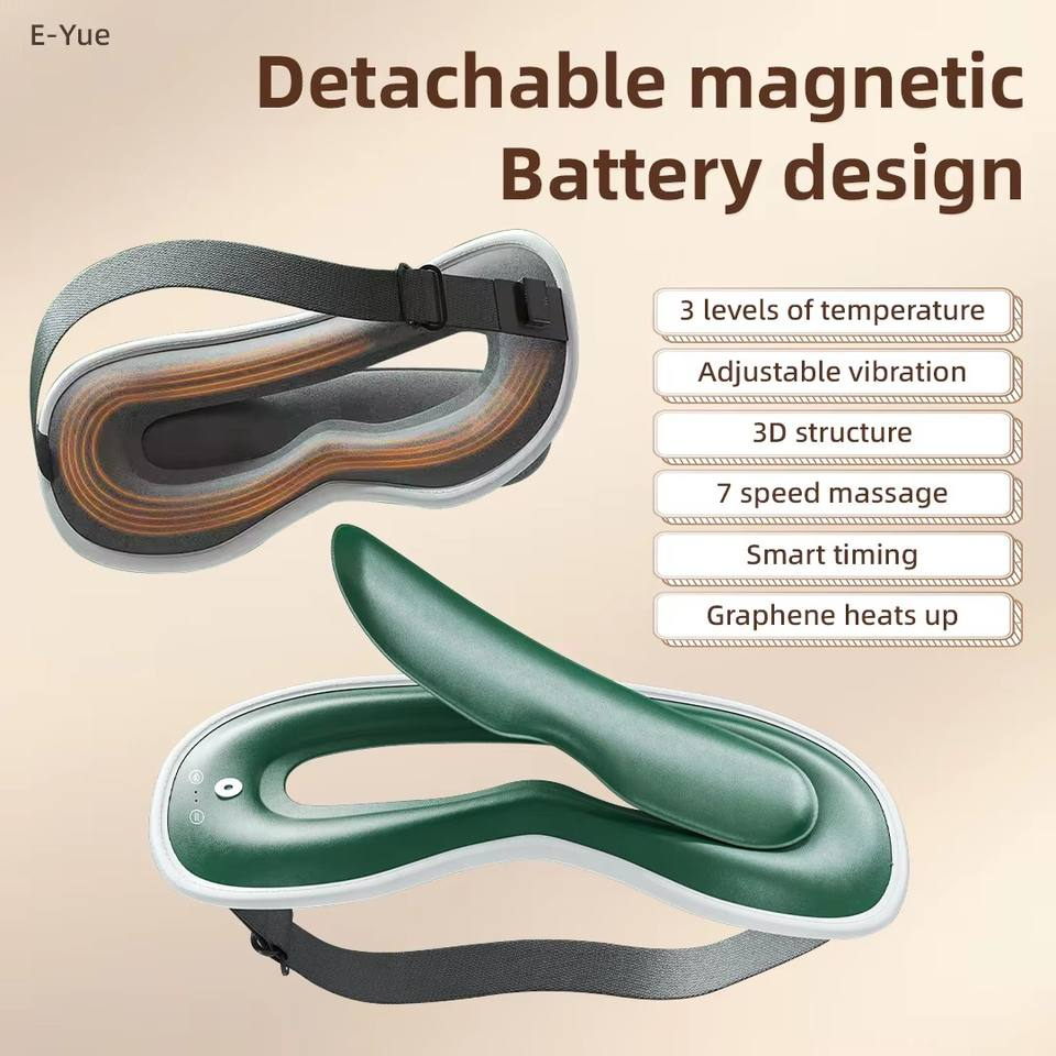 Heated Eye Mask Cordless for Relax Strain Electric Warm Eye Mask with Vibrating Massage for Dark Circles Puffiness Sleep Mask