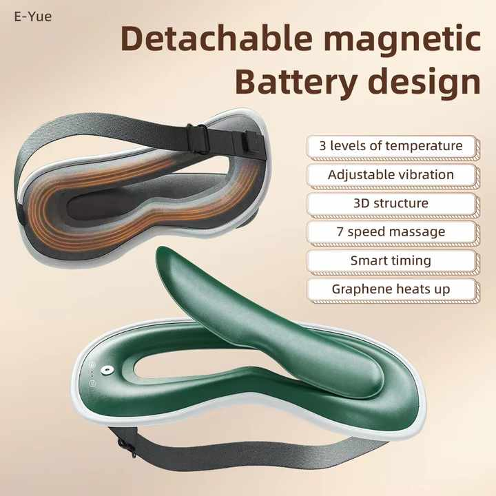 Heated Eye Mask Cordless for Relax Strain Electric Warm Eye Mask with Vibrating Massage for Dark Circles Puffiness Sleep Mask