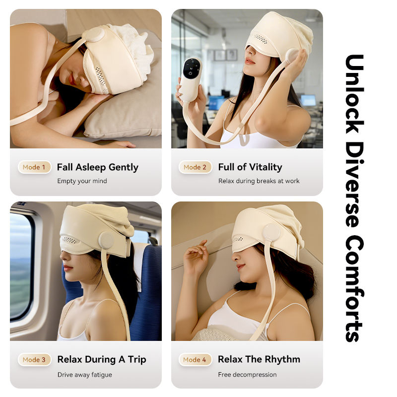 Multi-Zone Airbag Scalp Massager with Heat Therapy & Bluetooth for Travel/Office Stress Relief - Air Cushion Head Massager