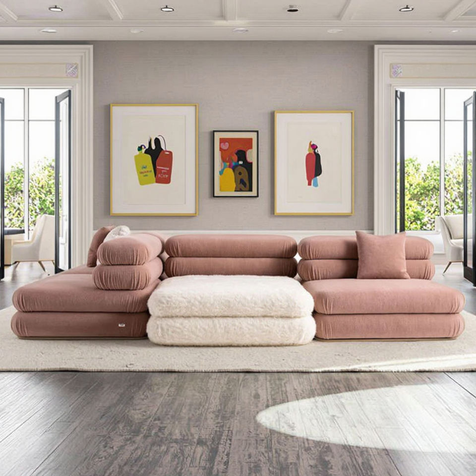 Italian Minimalist 6 Seater Genuine Leather Sectional L Shaped Modular Villa Sofa Set Modern Lounge Nordic for Home Luxury