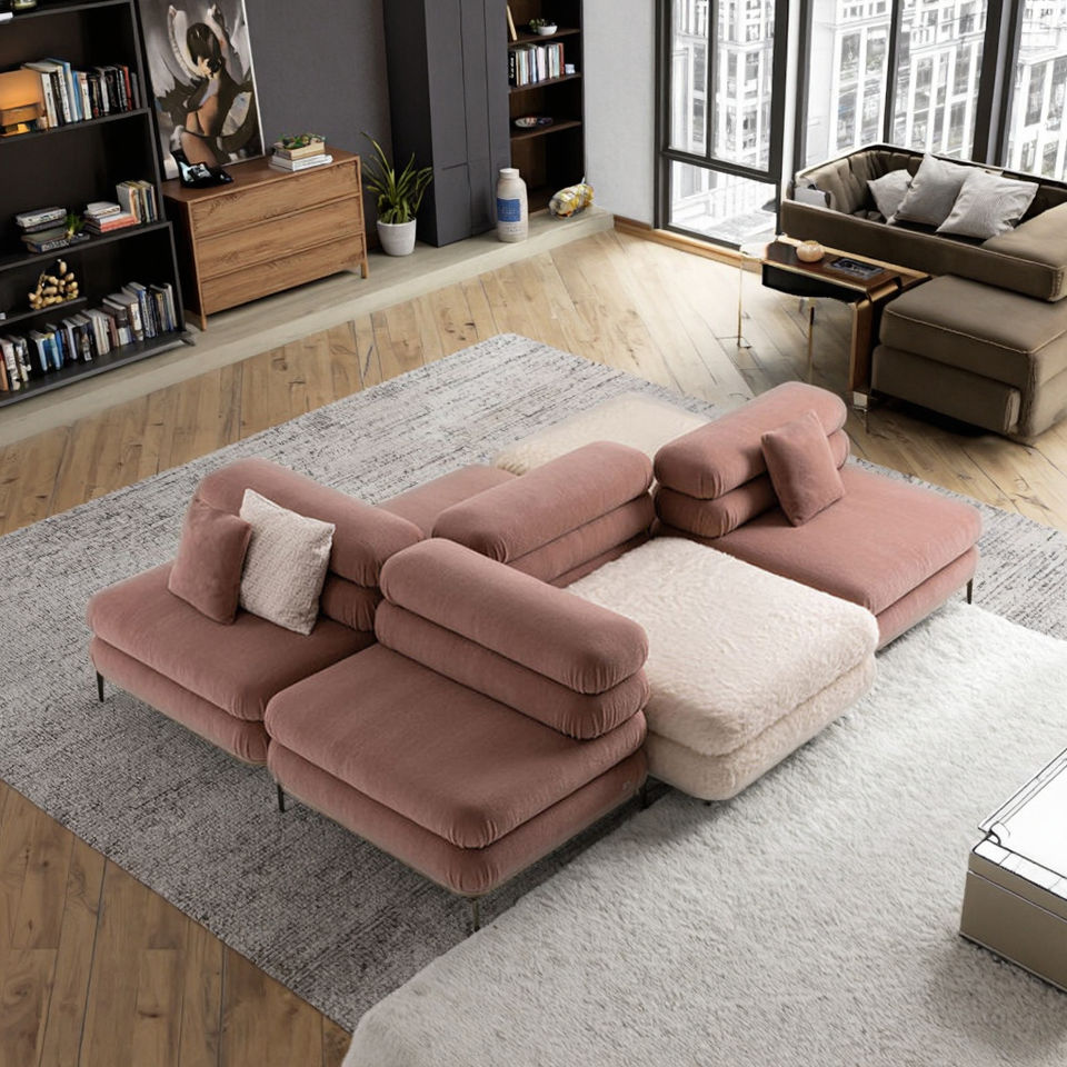 Italian Minimalist 6 Seater Genuine Leather Sectional L Shaped Modular Villa Sofa Set Modern Lounge Nordic for Home Luxury