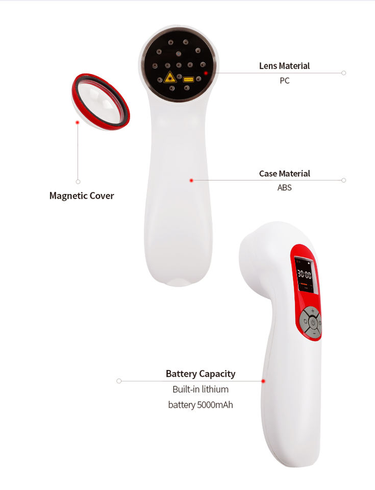 Perfect Combination Red light 5pcs 808nm and 10cs 650nm 1300mw Cold Laser Light Massage Device with Pulse Setting