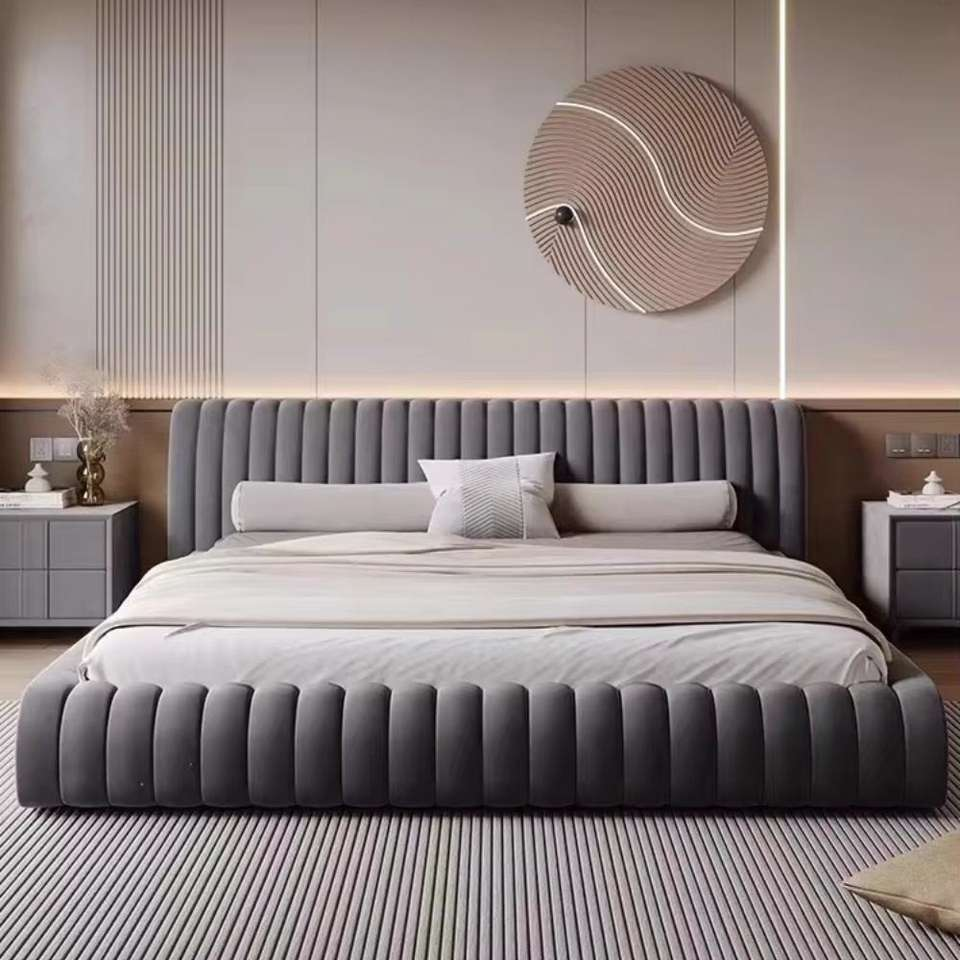 Modern Simple Cloth Bed Northern Europe Light Luxury Ins Wind Technology Cloth Tatami Master Bedroom Large Bed Customizable