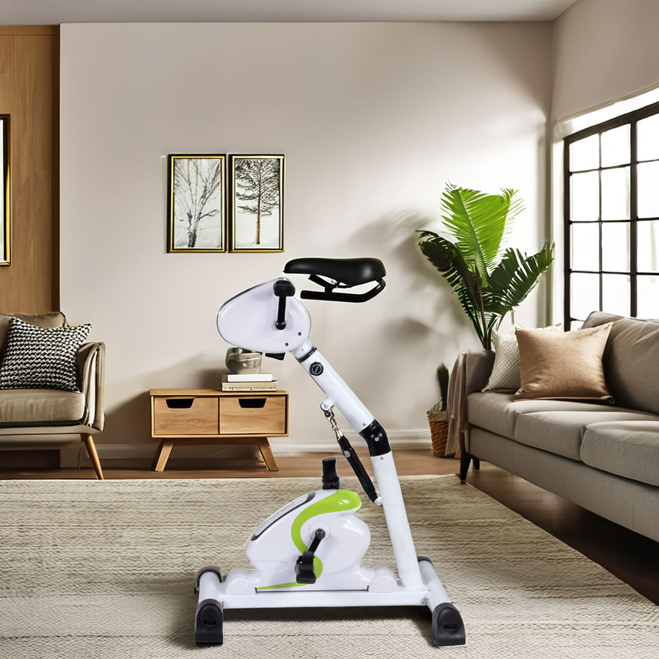 HSM Home Use Mini Exercise Bike Adjustable Fitness Cycling Resistance with LCD Display Arm and Leg Pedal Exerciser