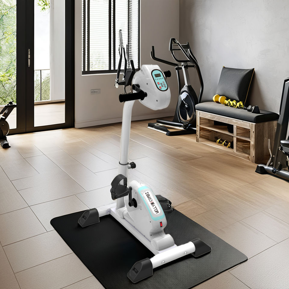 HSM Home Use Mini Exercise Bike Adjustable Fitness Cycling Resistance with LCD Display Arm and Leg Pedal Exerciser