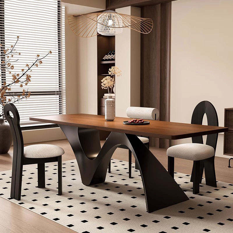 Modern Retro Expandable Round Stainless Steel Dining Table Set with Four Chairs for Home Office or Apartment Furniture